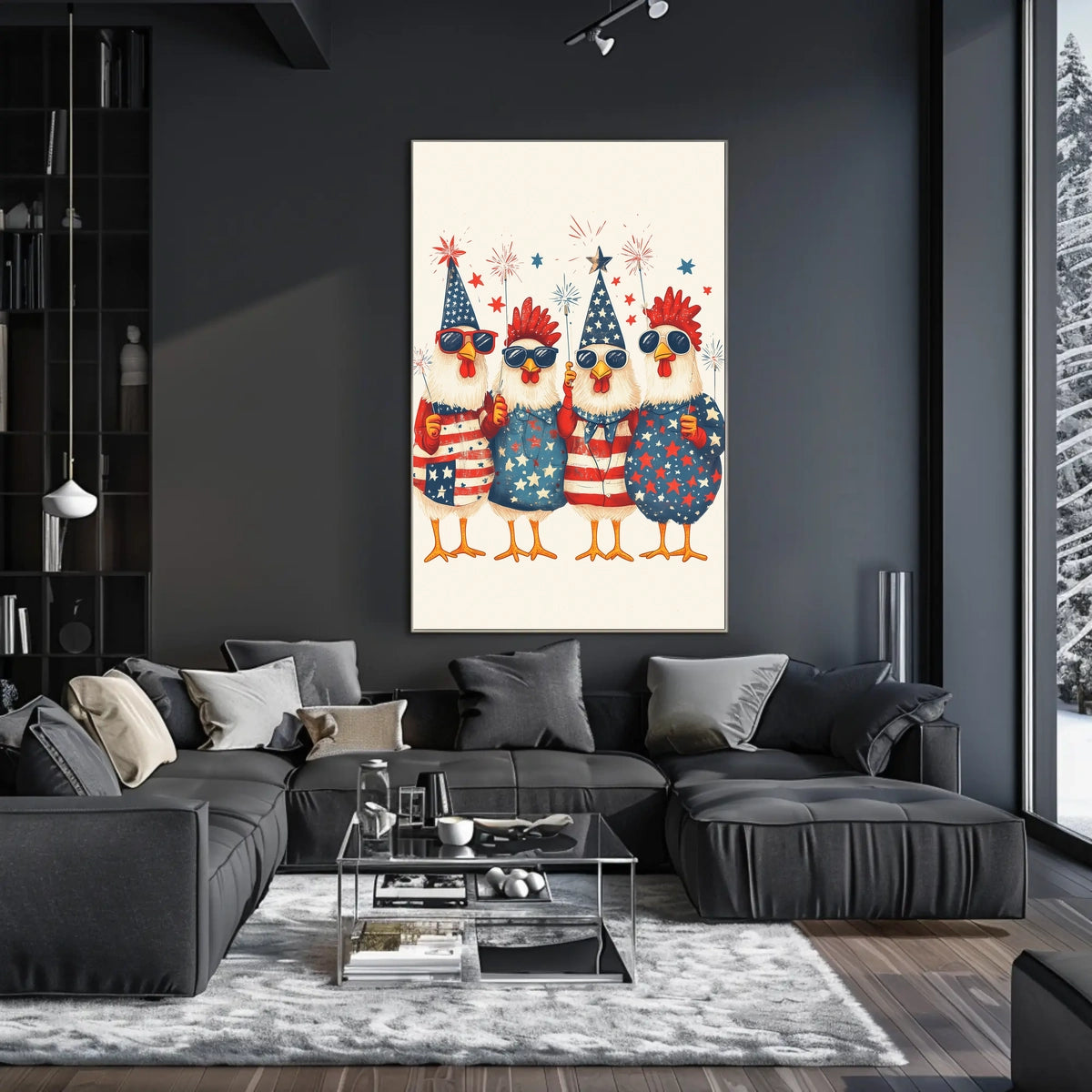 patriotic chickens standing side by side Poster