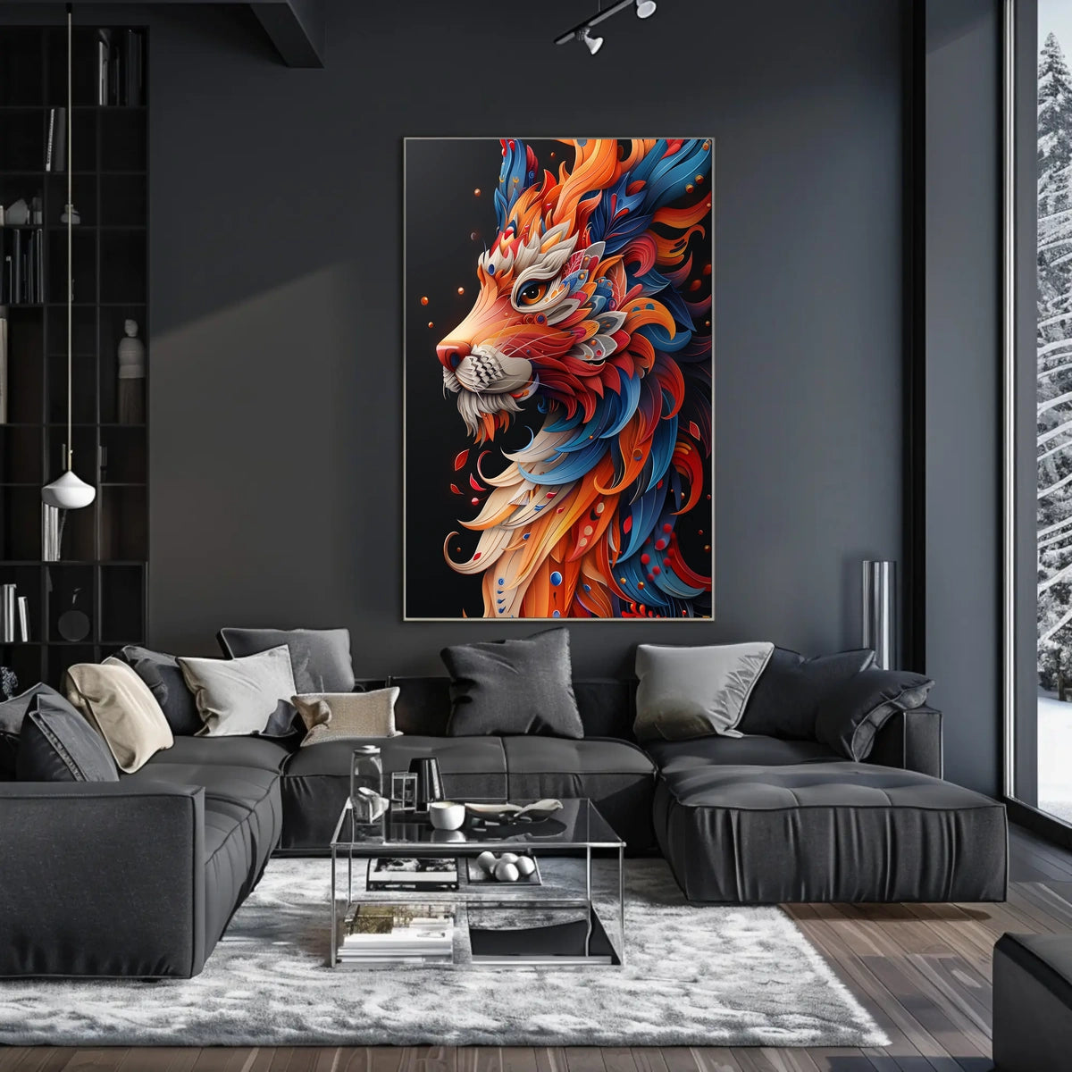 Vibrant Lion Art Poster