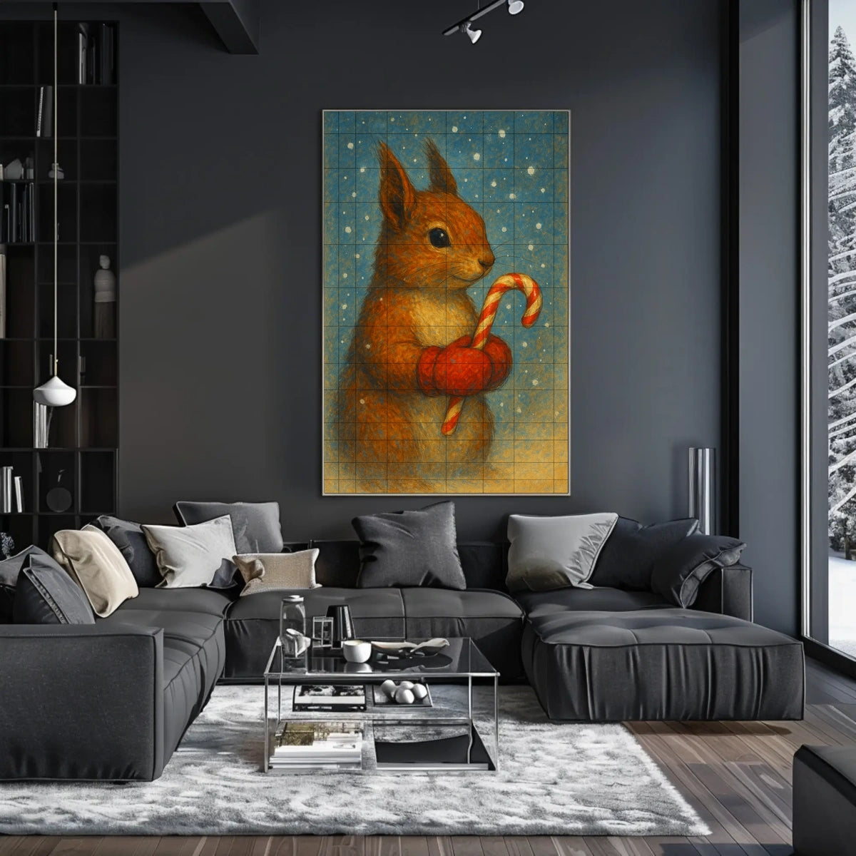 Winter Squirrel With Candy Cane Poster