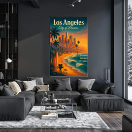 Los Angeles Dreamscape Vintage Poster: Urban & Coastal