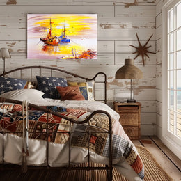 Vibrant Sunrise Over Boats Poster