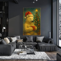 Bear In Winter Forest Landscape Art Print For Wall Decor Museum Quality Gallery Poster