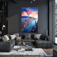 Cityscape At Sunset Poster
