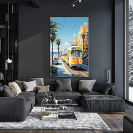 Coastal Tram Journey Poster