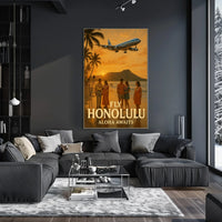 Travel to Honolulu with Vintage Style Travel Poster