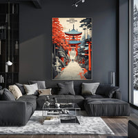 Fushimi Inari Shrine Illustration: Japanese Travel Poster