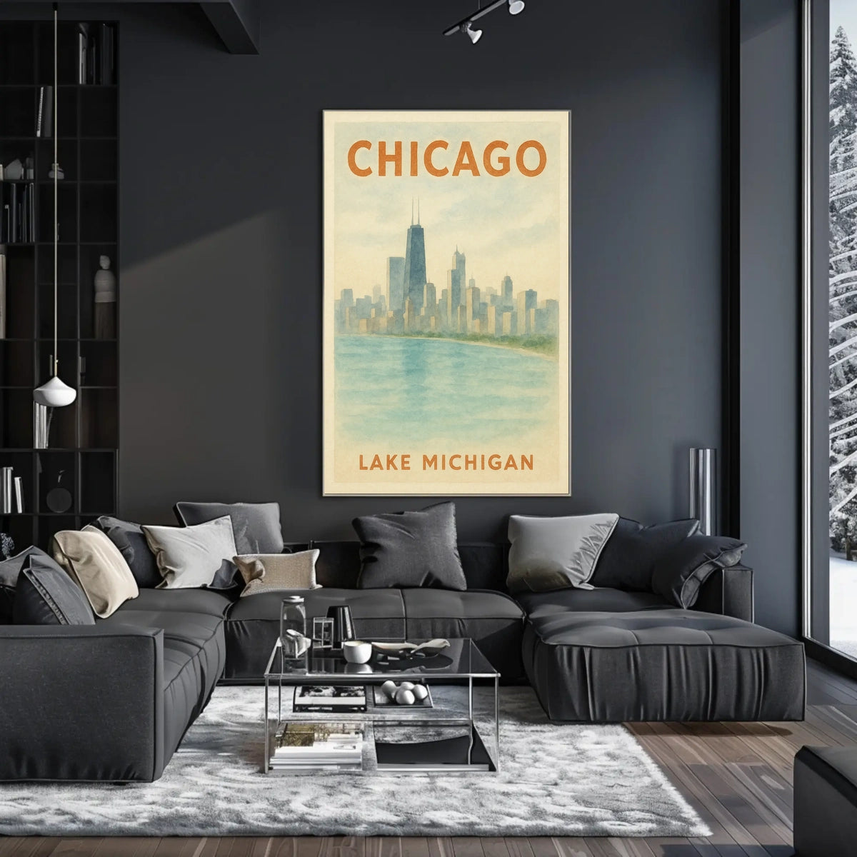 Chicago Skyline and Lake Michigan Poster