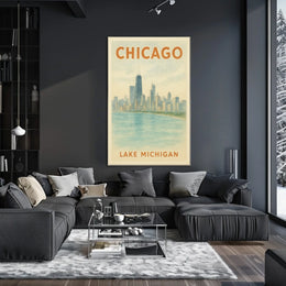 Chicago Skyline and Lake Michigan Poster