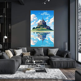 Majestic Castle Reflection: European Gothic Art Print