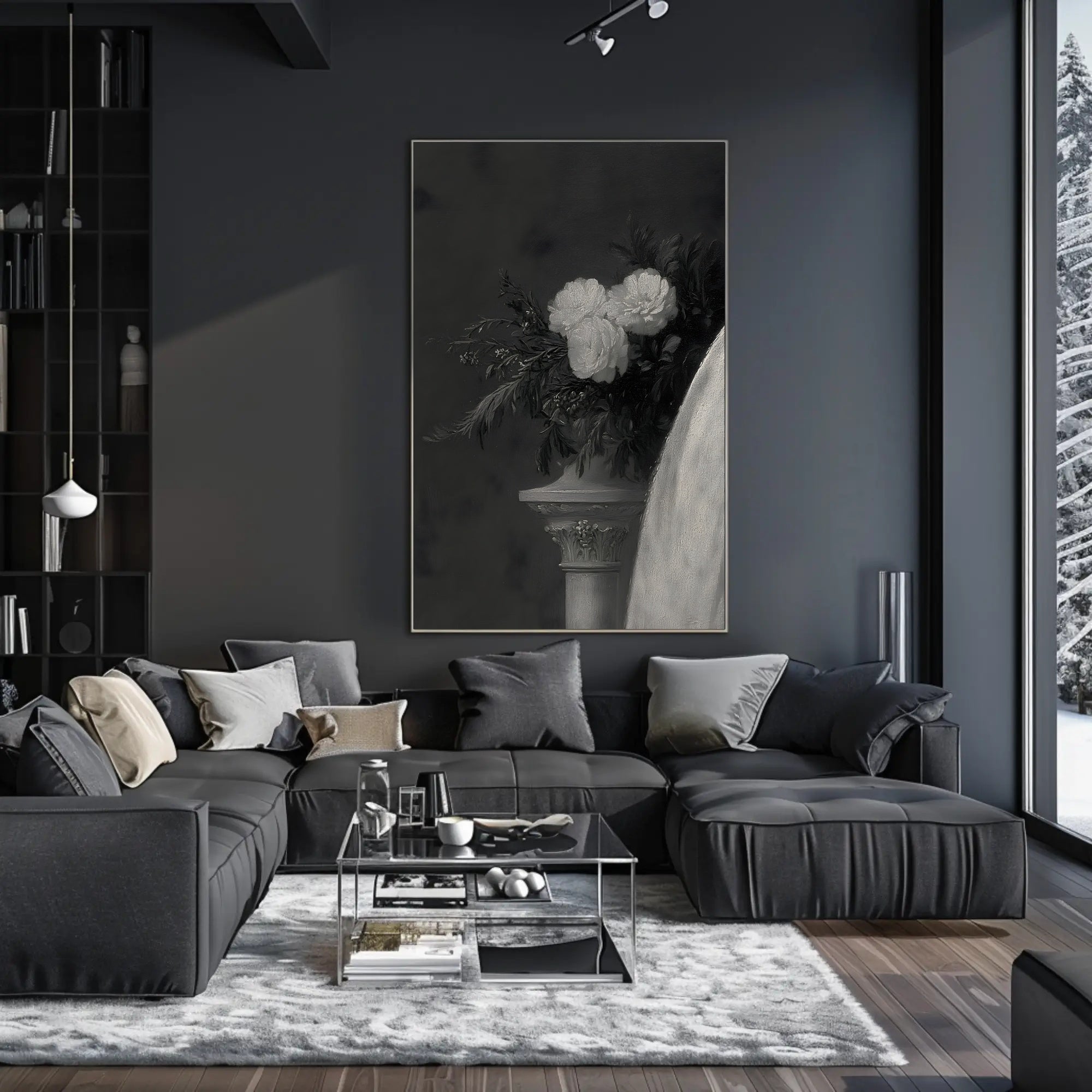 Classical Elegance with Decorative Column Artistic Poster PosterGoat
