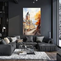 Historic Quebec City Castle European-Style Street Travel Poster