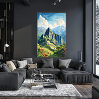 Machu Picchu Geometric Art: Adventurous Travel Poster