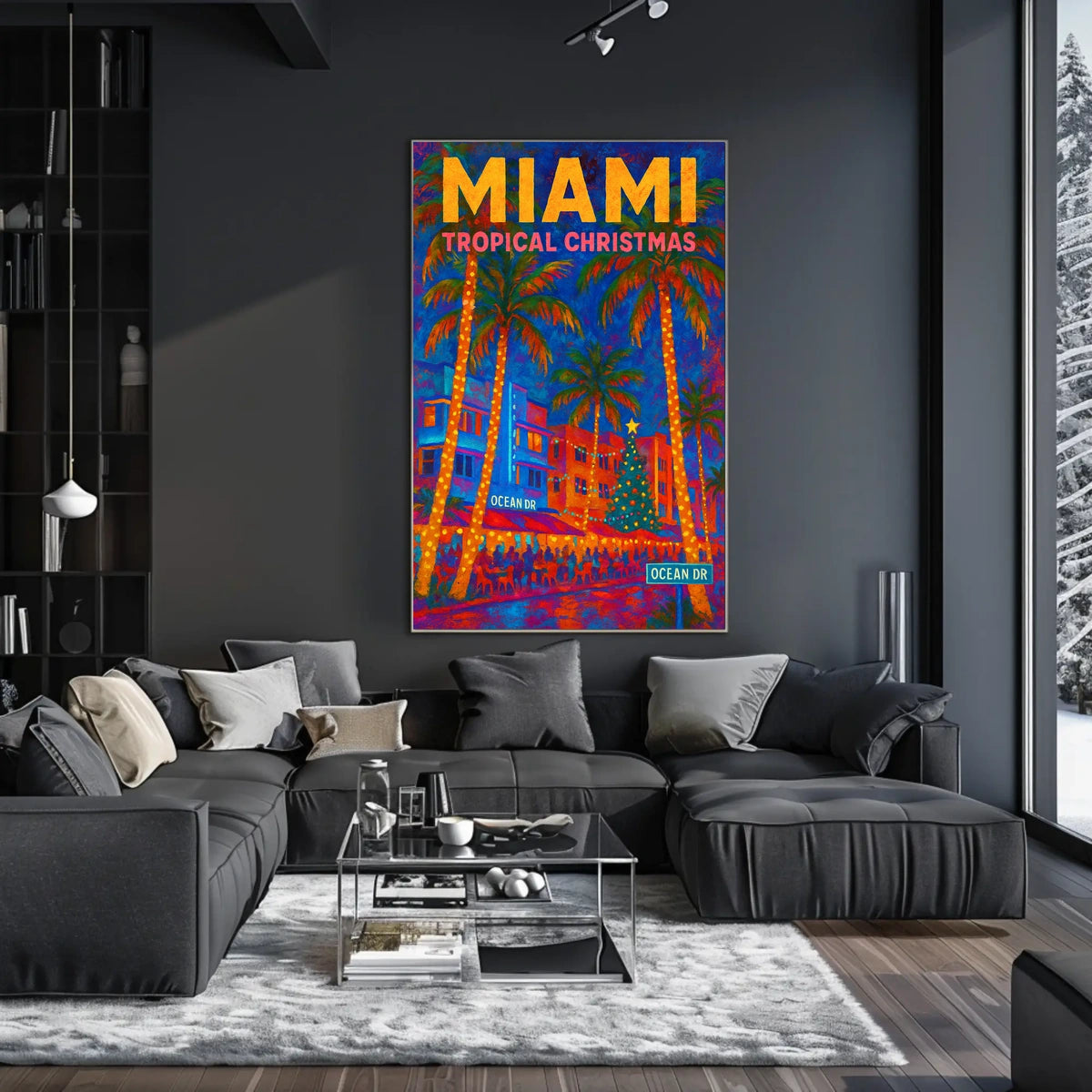 Miami Tropical Christmas Poster