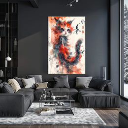 Whimsical Watercolor Cat Poster