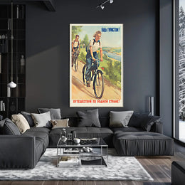 Vintage Scenic Cycling Adventure: A Soviet-Era Travel Poster