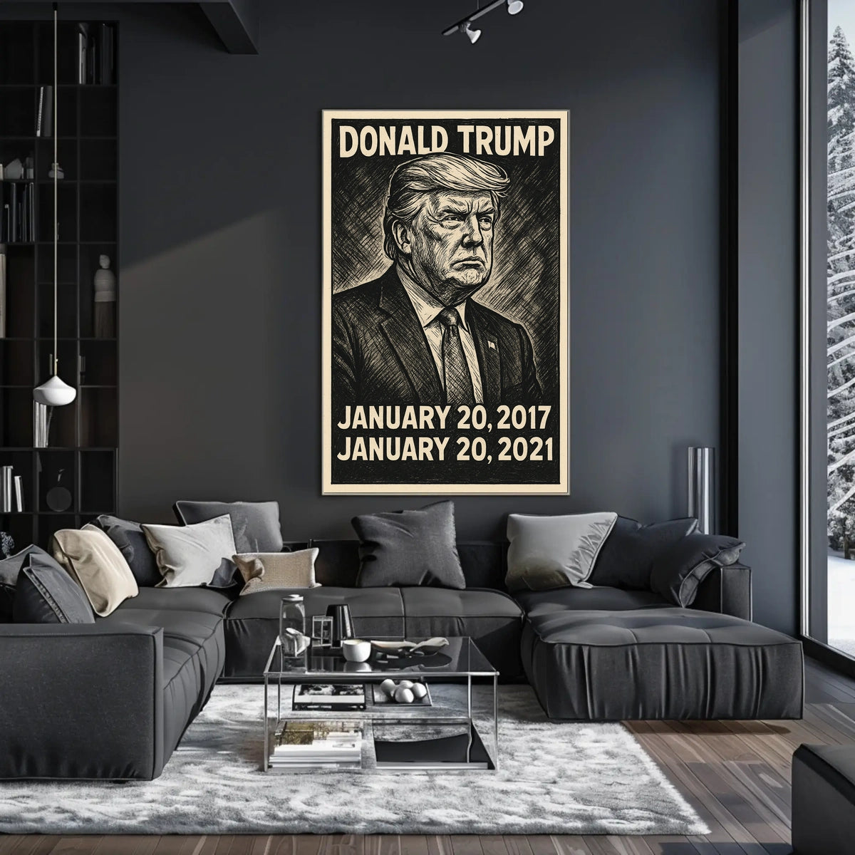 Donald Trump 45th President of the United States B & W Comic Sketch Poster