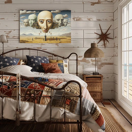 Surreal Dreamscape with Floating Heads - Abstract or Artistic Poster