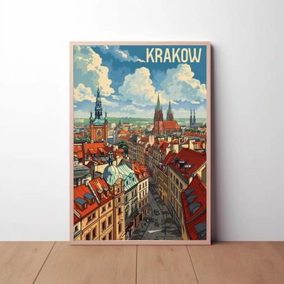 Historic Rooftops Of Krakow Poland Travel Poster