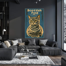 Scottish Fold Cat Artwork Minimalist Studio Poster