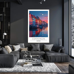 Copenhagen Nyhavn Twilight Scene Urban or Cityscape Poster