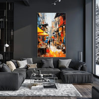 Vibrant Modern Asian Street Market Scene - Cultural Poster