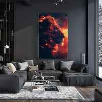 Majestic Lion Fire Art: Surreal Power Poster
