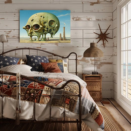 Surreal Desert Skullscape Art: Abstract or Artistic Poster