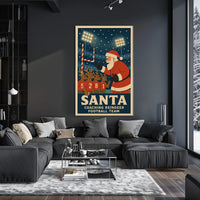 Santa Coaches Reindeer in Vintage Football Scene