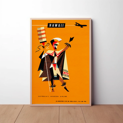 Hawaii Abstract Warrior Airline Promo Art Travel Poster