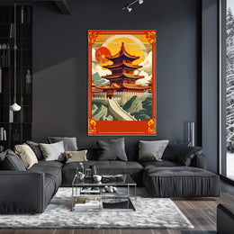 Tranquil Pagoda at Sunset Poster