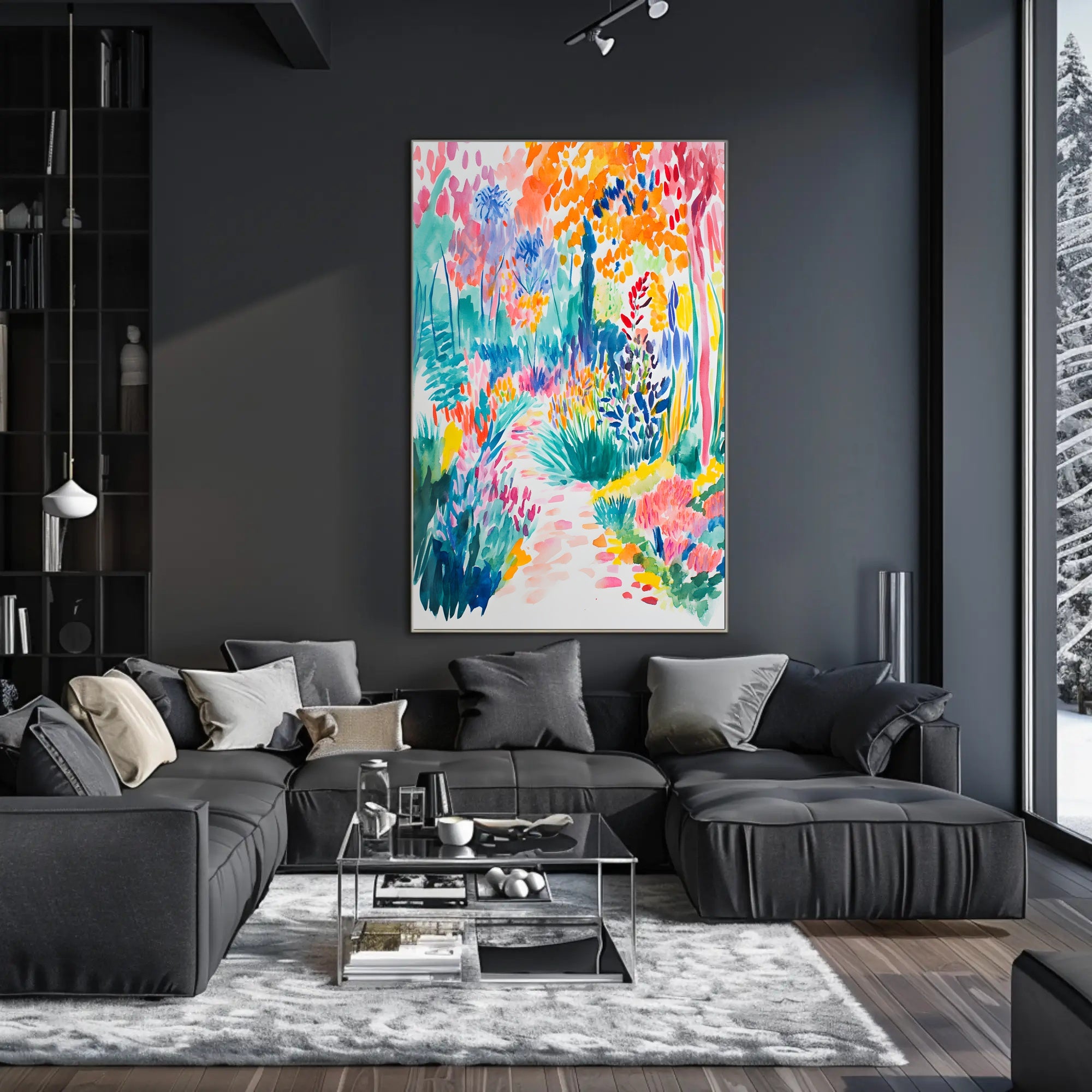 Vibrant Garden Scene Artistic Poster