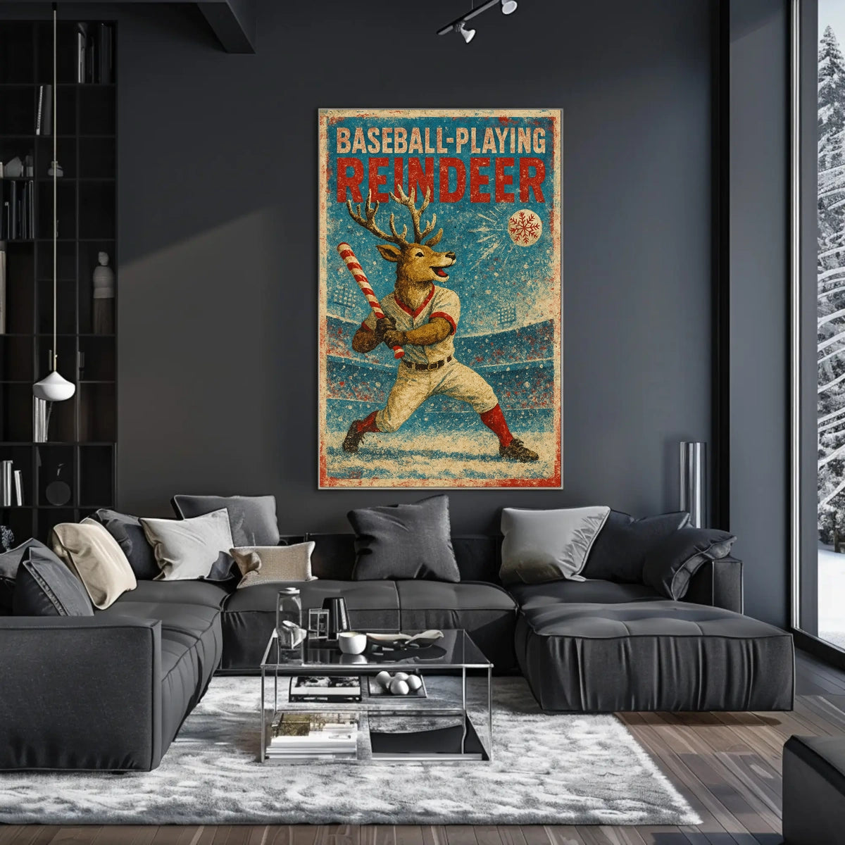 Baseball-Playing Reindeer Poster