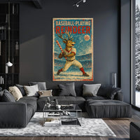 Baseball-Playing Reindeer Poster