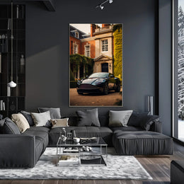 Luxury Car and Mansion Poster PosterGoat