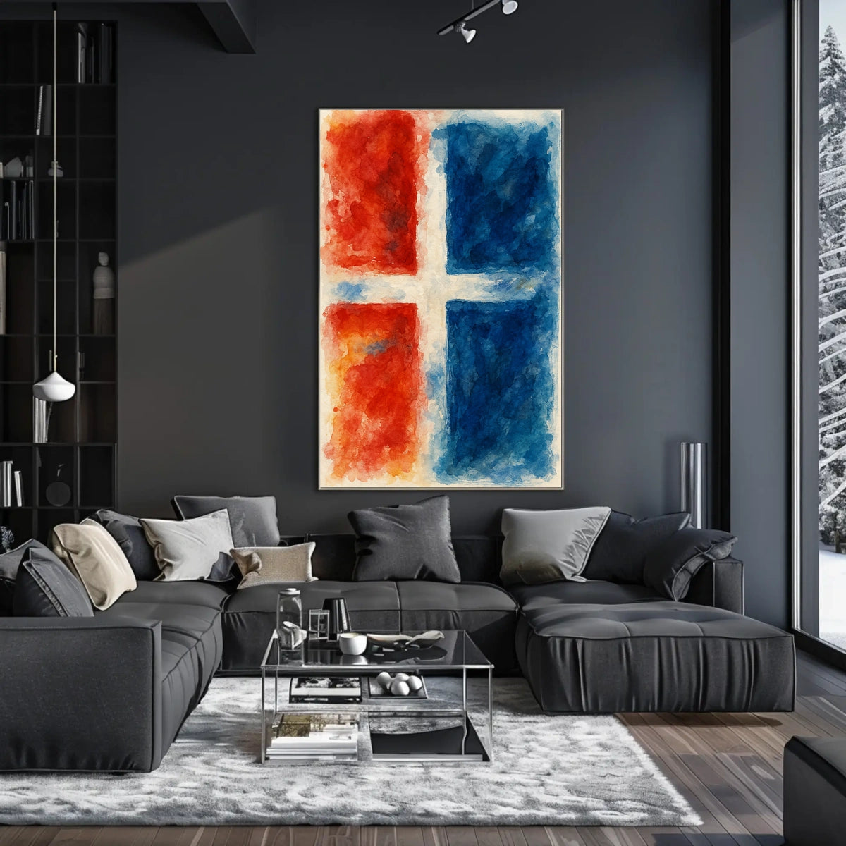 Abstract Red And Blue Composition Poster