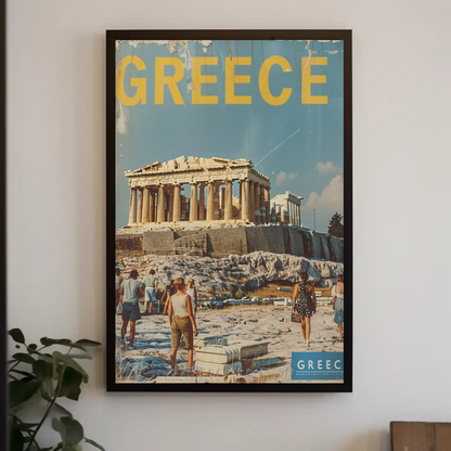 Greece Acropolis with Tourists Poster