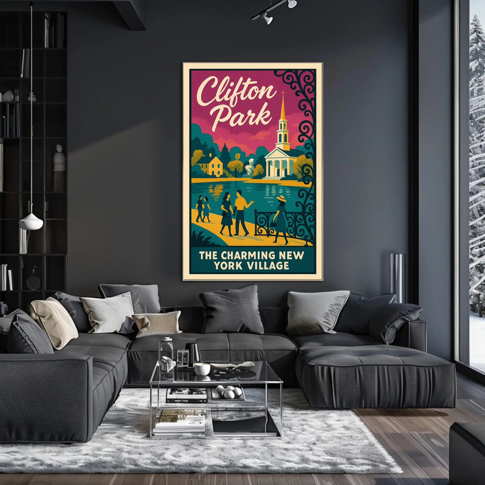 Clifton Park: Vintage Mid-Century New York Travel Poster