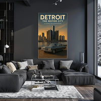 Detroit The Motor City Vintage Poster Print PosterGoat