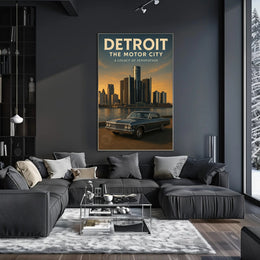 Detroit The Motor City Vintage Poster Print PosterGoat