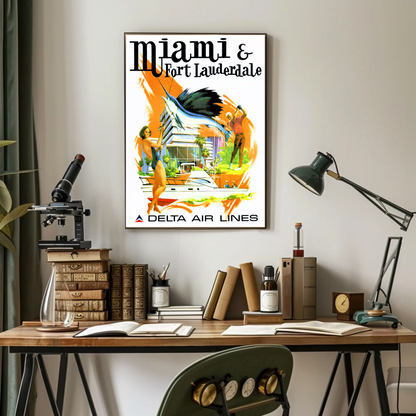 Miami & Fort Lauderdale Vintage Poster - Delta Air Lines
