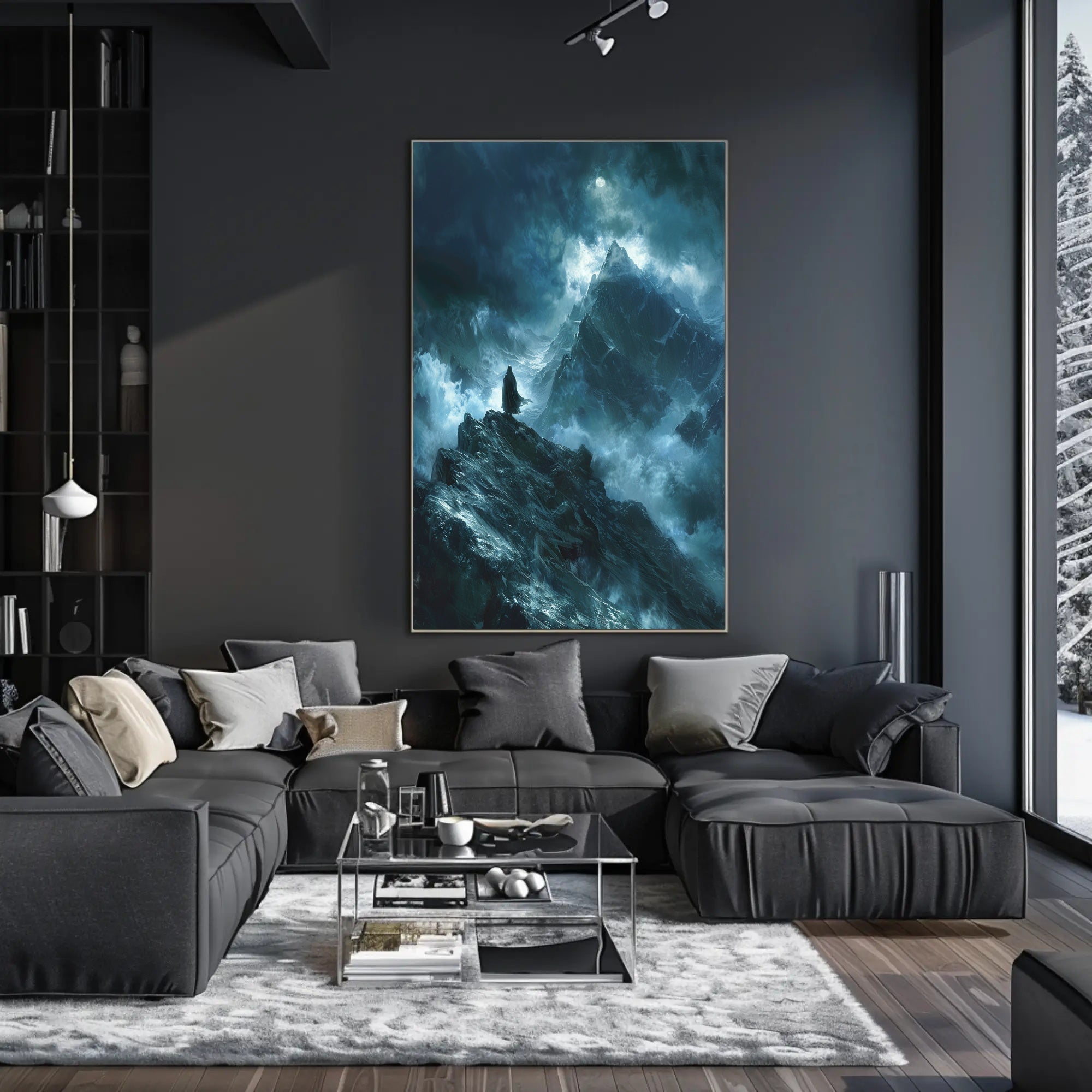 Ethereal Moonlit Adventure in Mountains Fantasy or Mythology Poster PosterGoat