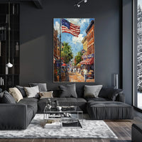 Classic American Town Square Street Scene Vintage Poster