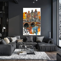 Netherlands Amsterdam Canal and Colorful Houses Poster