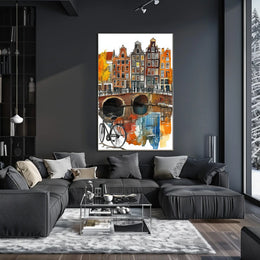 Netherlands Amsterdam Canal and Colorful Houses Poster