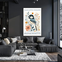Black-Capped Chickadee Massachusetts Heritage Art Poster