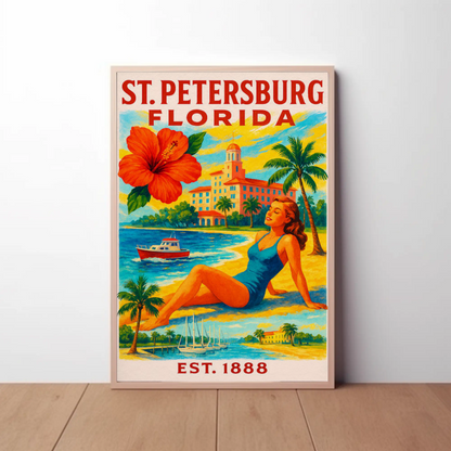 St Petersburg Florida Beach Resort Sunshine Girl Poster