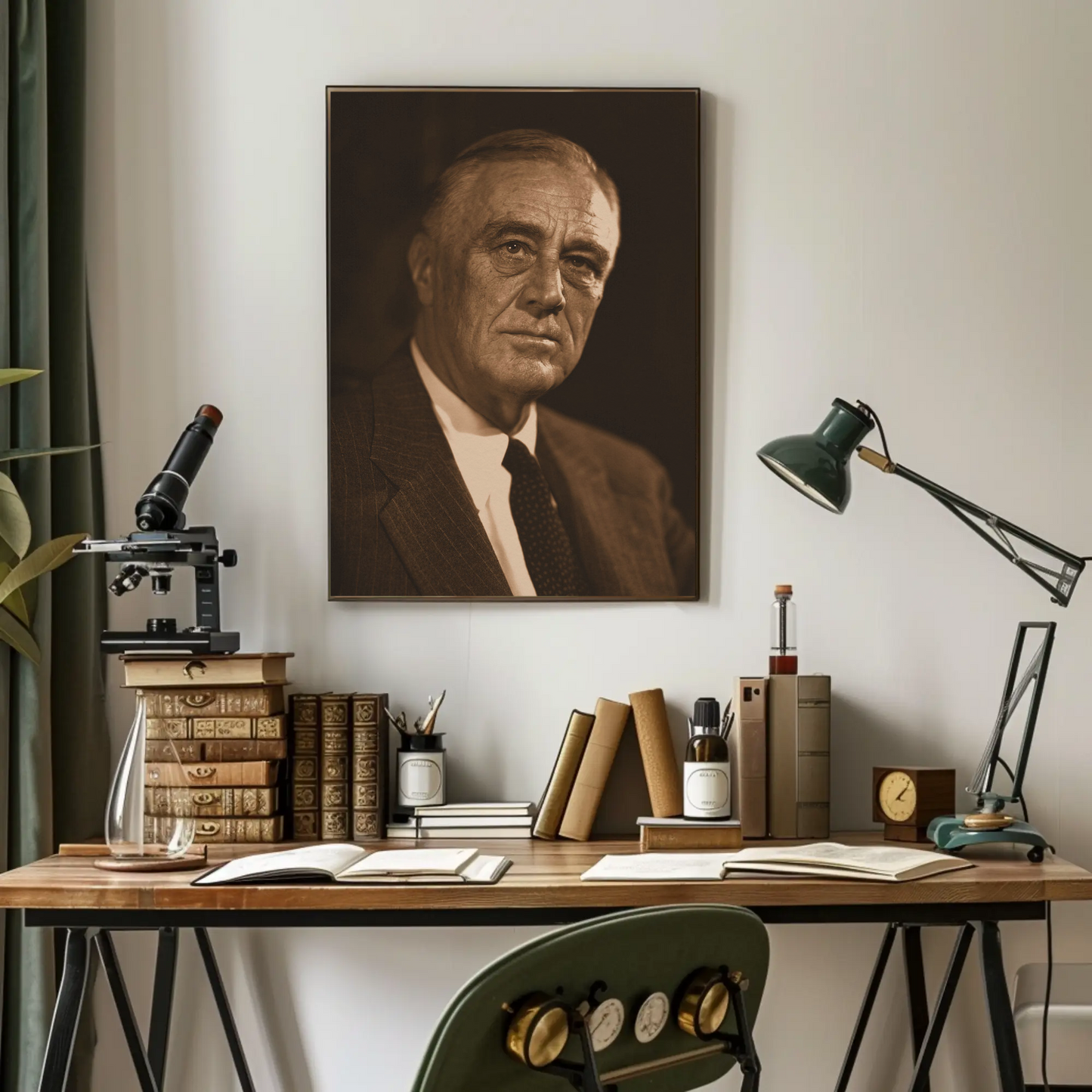 Franklin Roosevelt 32nd President Sepia Photo