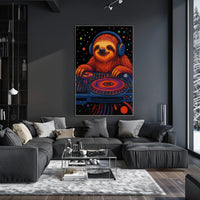 Sloth DJ Party Vibes Animal Poster