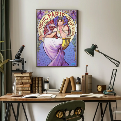 Paris Cigarette Art Nouveau Vintage Travel Poster