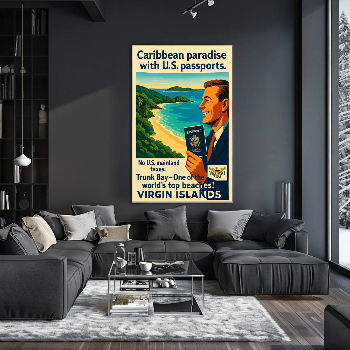 Caribbean Paradise With U.S. Passports Poster